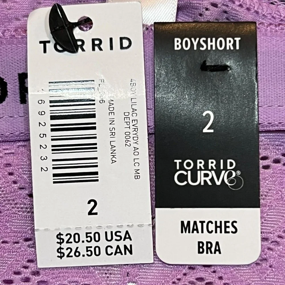 NWT TORRID Boyshort Pantie Sz 2X Light Purple